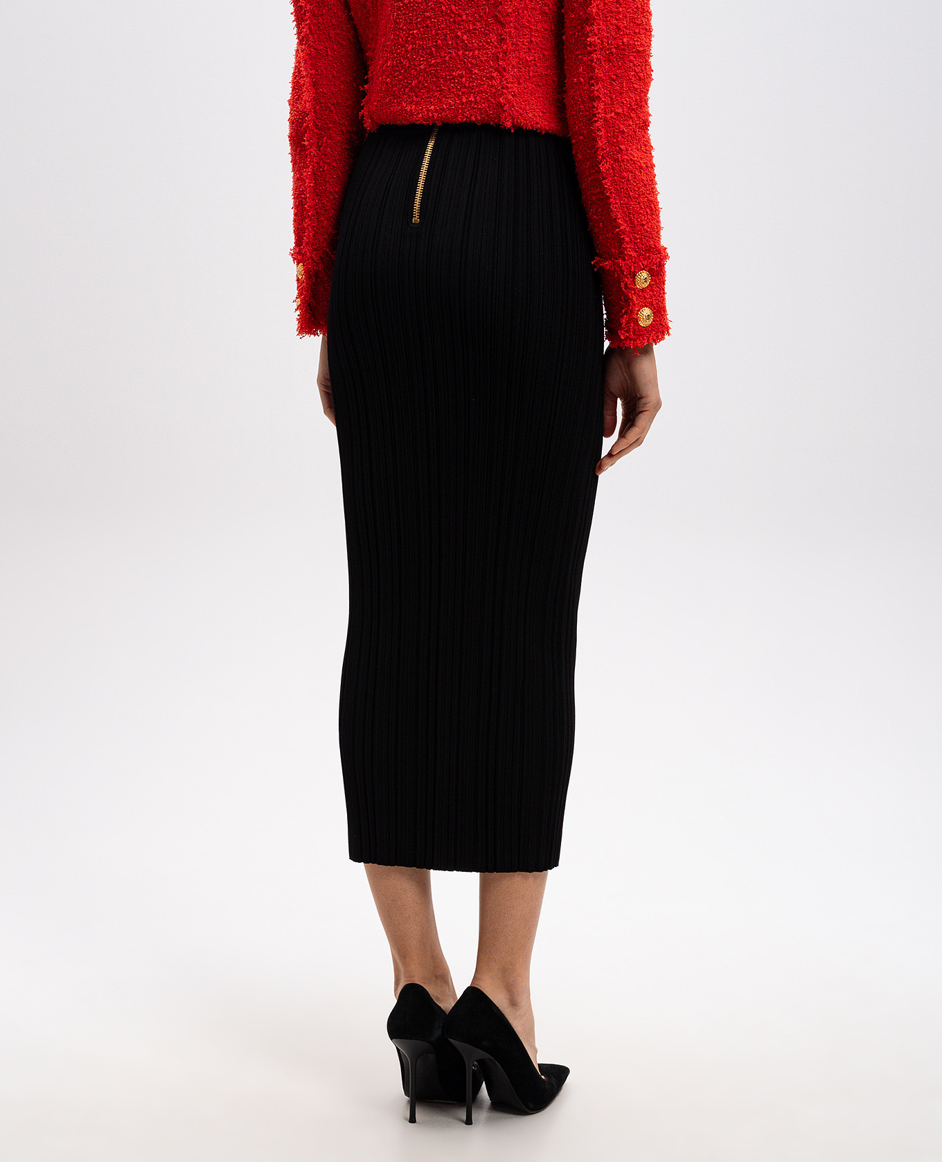 Black ribbed midi skirt Balmain 4