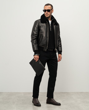 Tom Ford Black leather down jacket LBD004LMN014S24