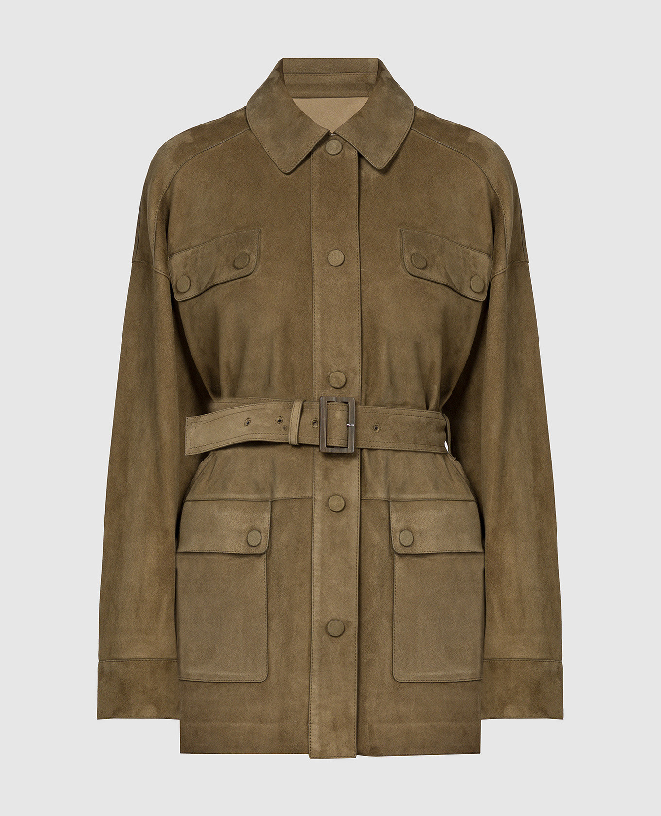 Suede jacket with khaki belt yves salomon