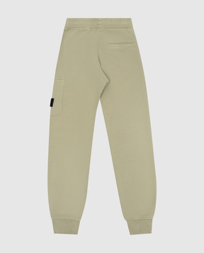 Stone Island Kids green joggers with logo patch 8116615201012