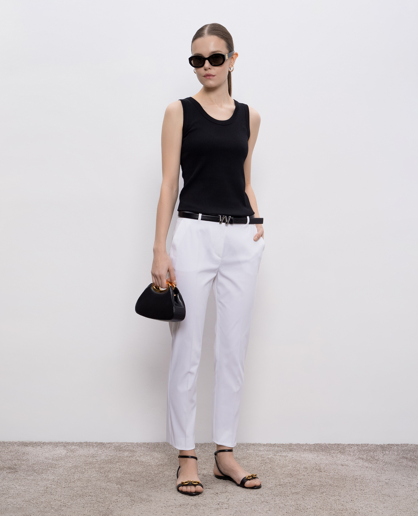 

MULTIC black ribbed top with logo emblem Max Mara Weekend