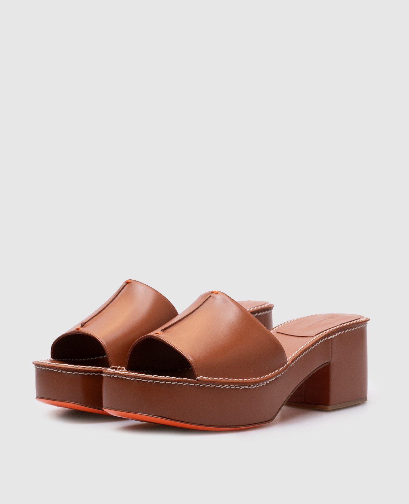 

Brown leather clogs Santoni