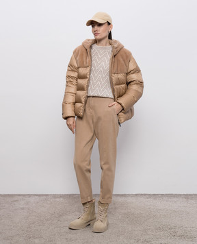 Peserico Brown quilted down jacket with wool S241013366A
