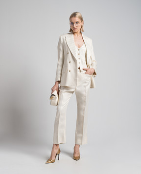 Tom Ford White striped wool and silk trousers PAW558FAX1158