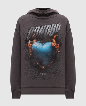 Dondup Gray hoodie with print F509KF0151DLQ3