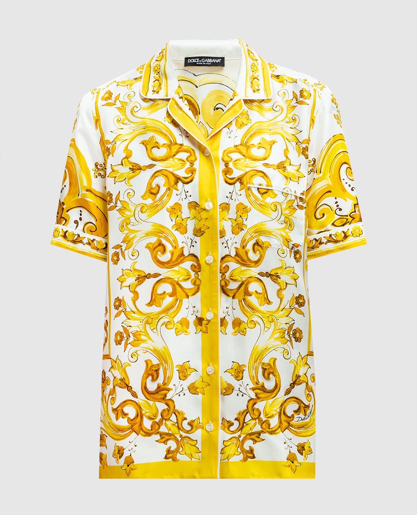 

White silk blouse with majolica print Dolce&Gabbana