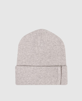 Brunello Cucinelli Grey melange cashmere hat with lapel M12163199