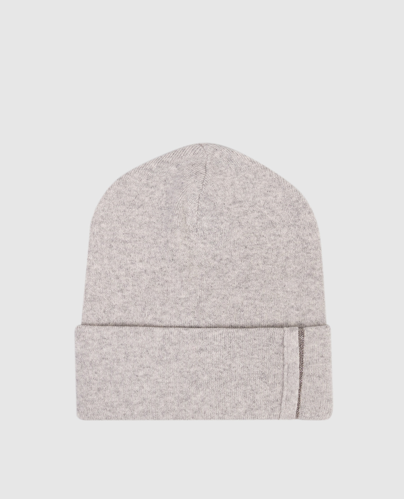 Grey melange cashmere hat with lapel Brunello Cucinelli