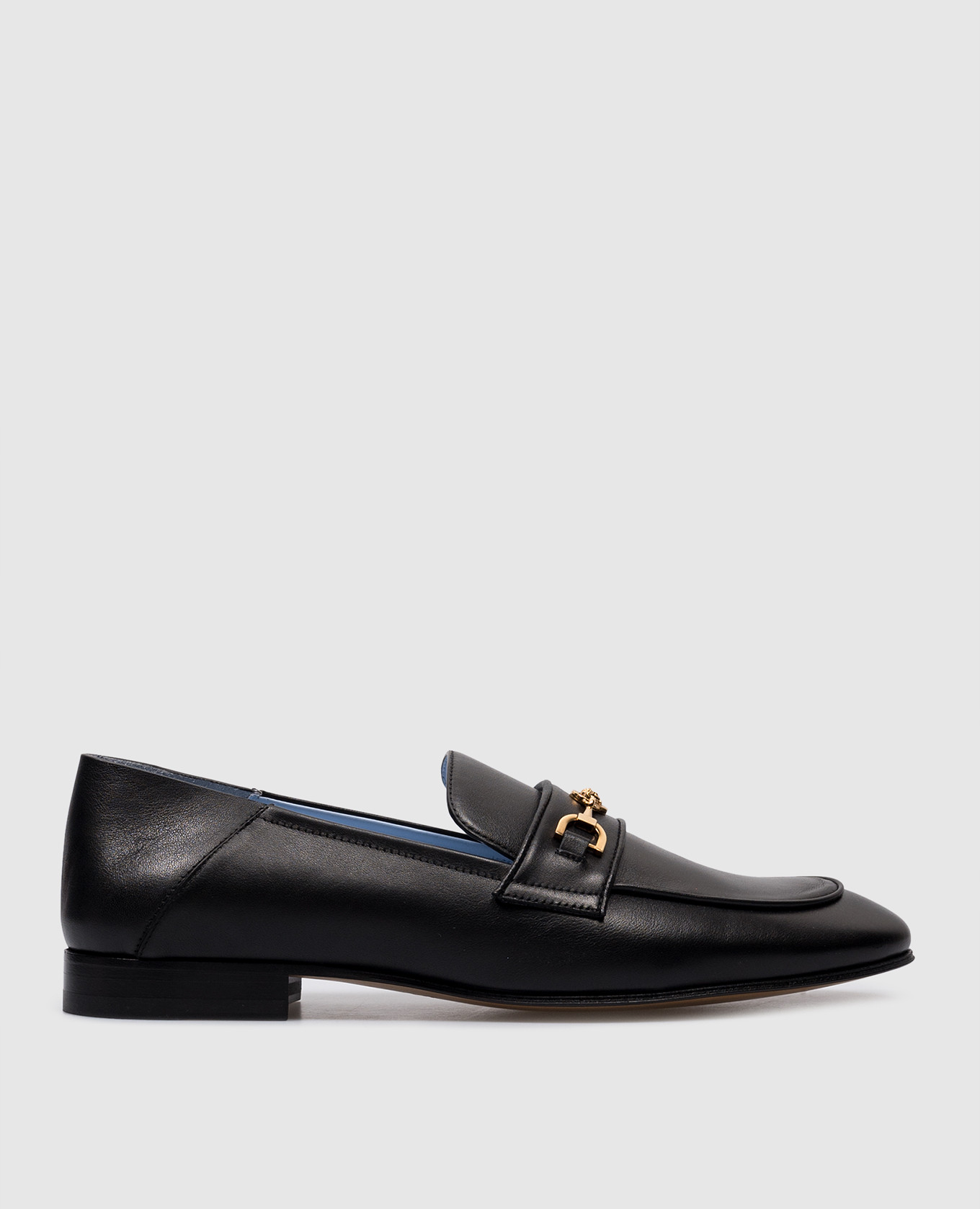 Black leather loafers with medusa '95 logo versace