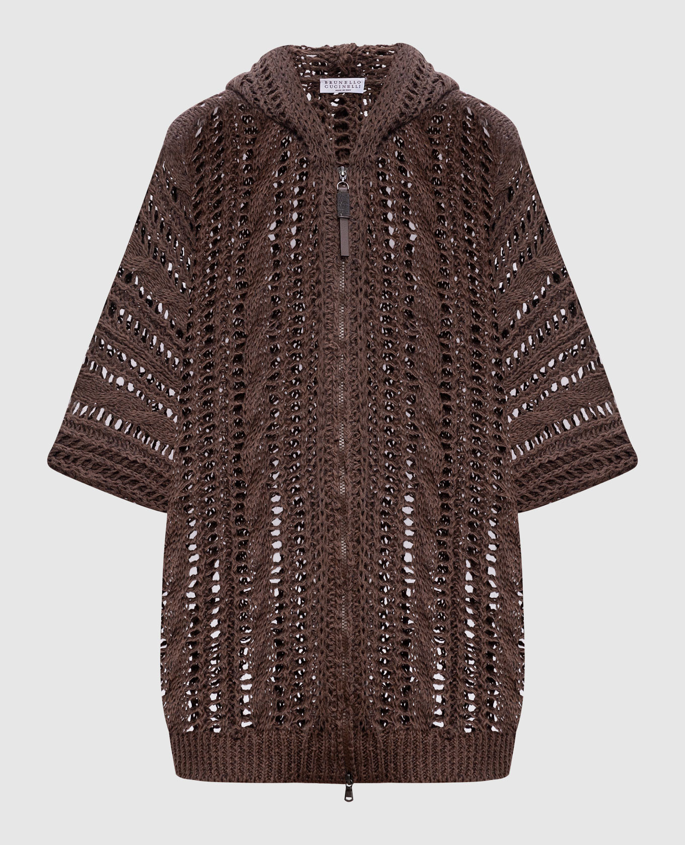 

Brown openwork jute cardigan Brunello Cucinelli