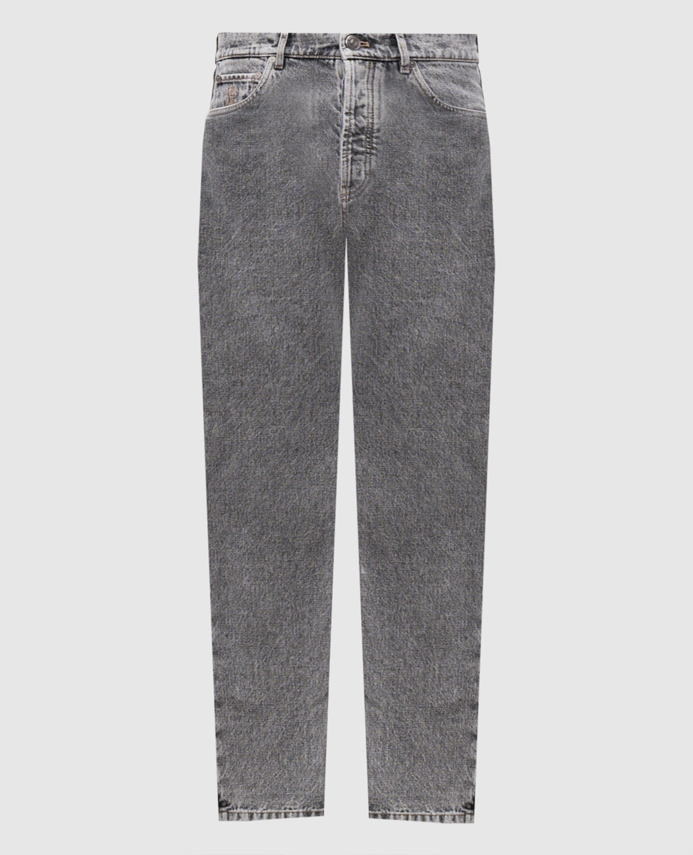 Grey jeans with logo patch Brunello Cucinelli