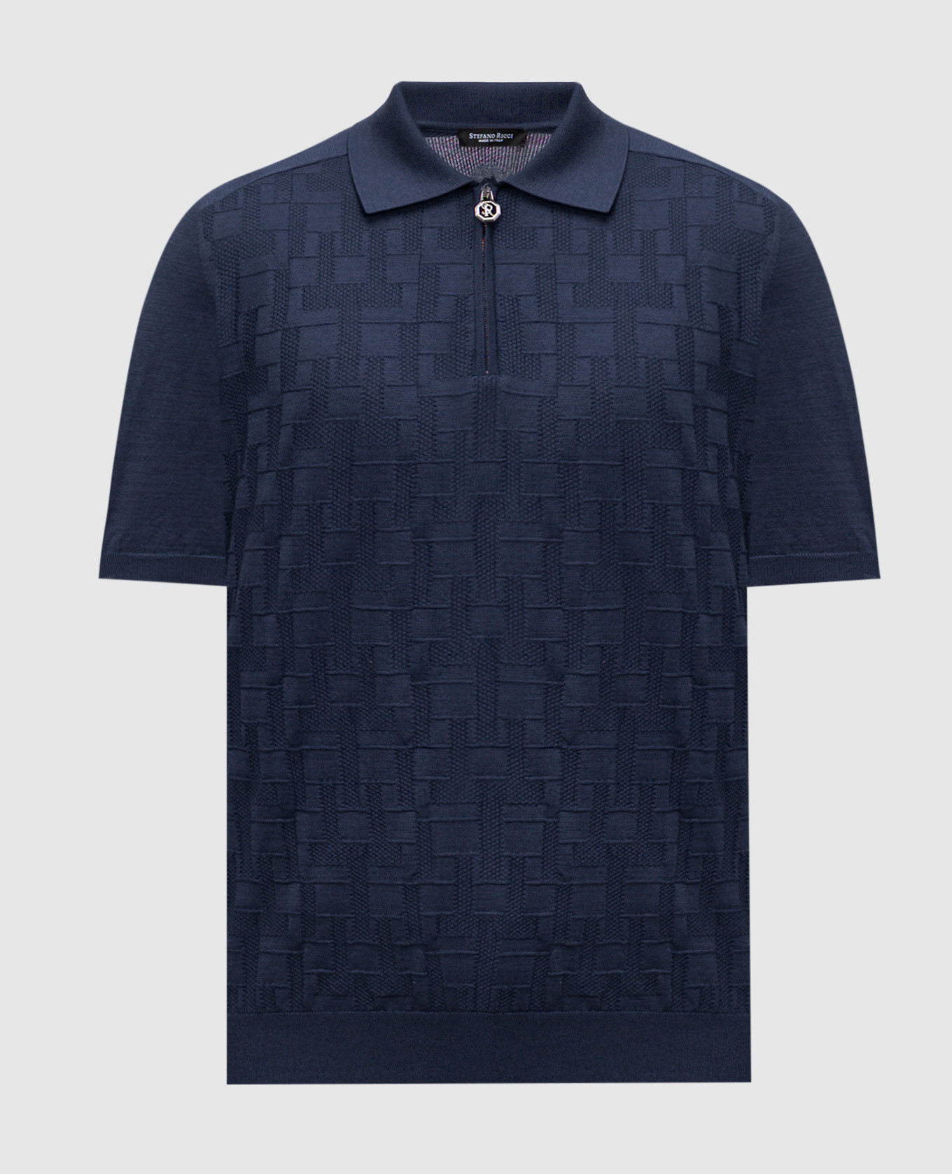 

Blue polo shirt with patterned silk Stefano Ricci