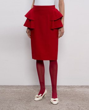 Valentino Red wool and silk skirt with ruffles 7B3RADJ51CF