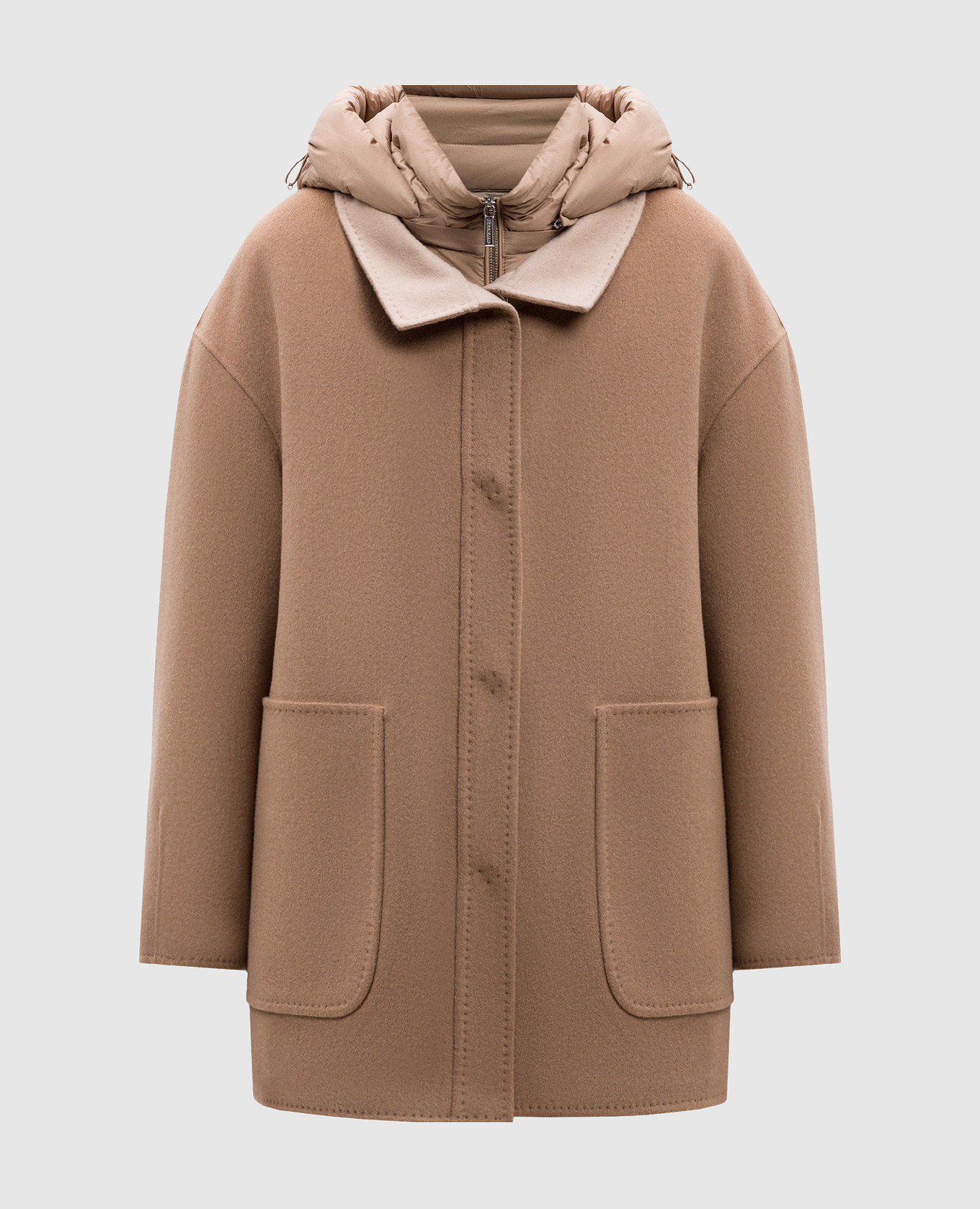 

Beige two-way coat in wool and cashmere with a detachable down jacket MooRER