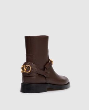 Valentino Brown leather boots with logo 7W2S0MT2DSH