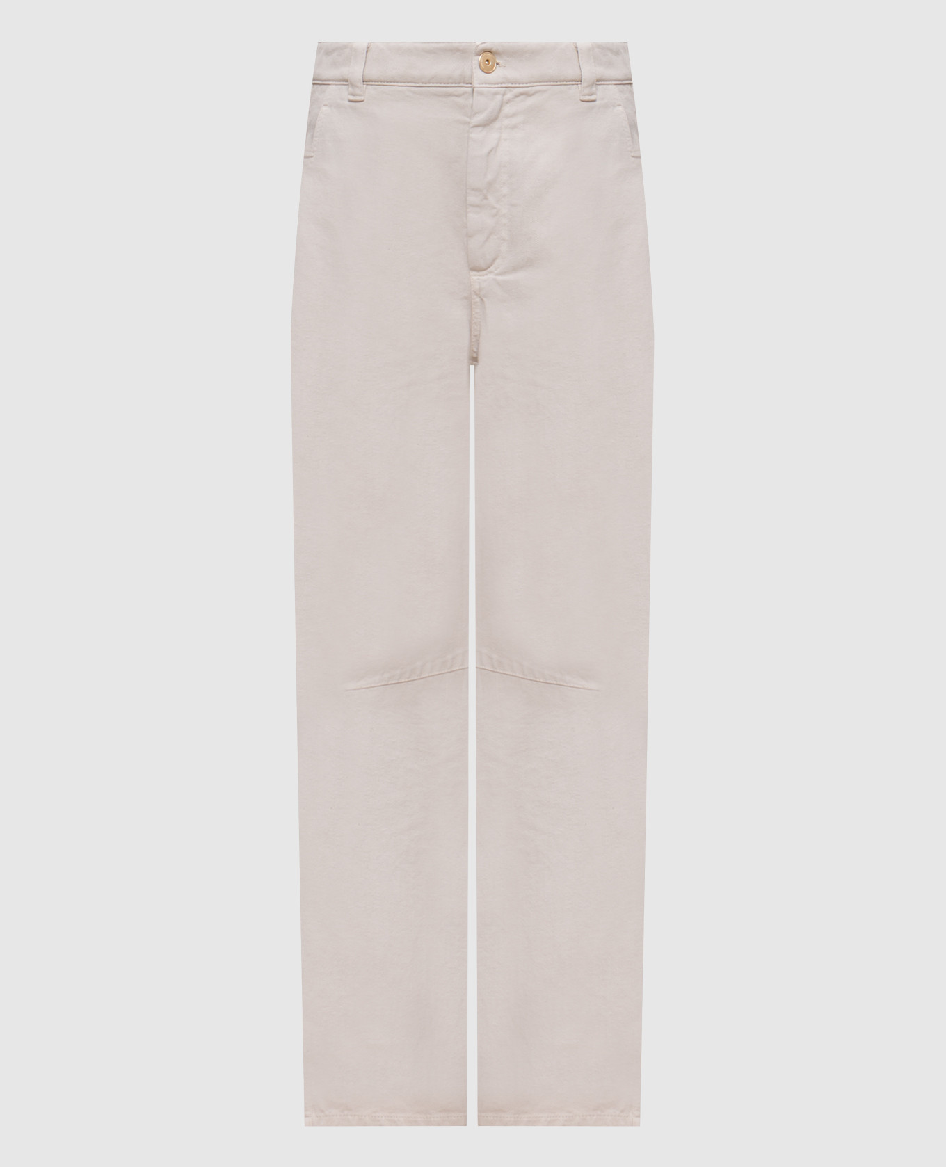 

Beige jeans with leather logo patch Brunello Cucinelli, Бежевый