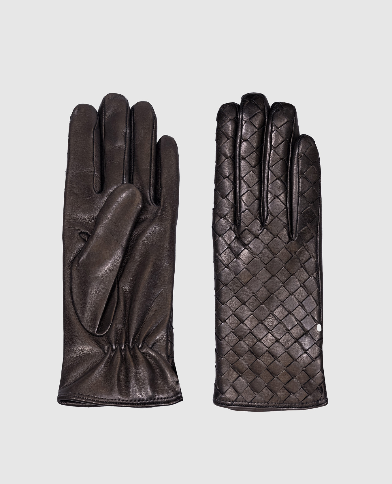 

Black leather gloves with weaving Sermoneta Gloves, Черный