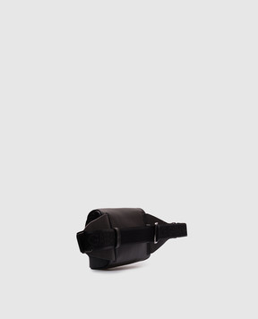 Dolce&Gabbana Black leather belt bag with textured DG logo monogram BM2438A8034