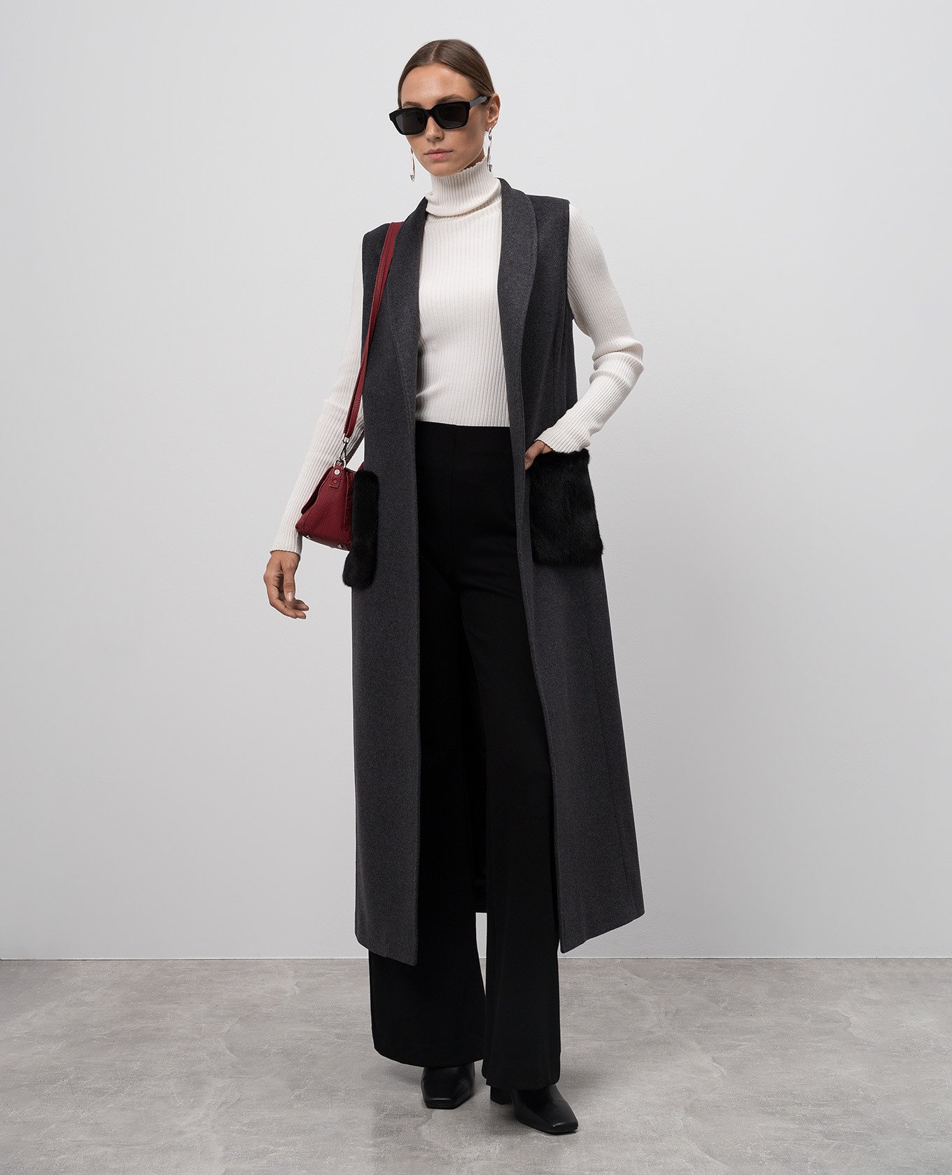 

Gray melange elongated vest made of wool Heresis, Grey