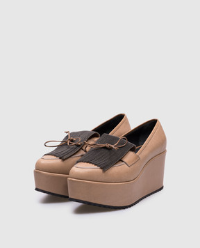 Brunello Cucinelli Beige leather shoes with monil chain MZDFLG079