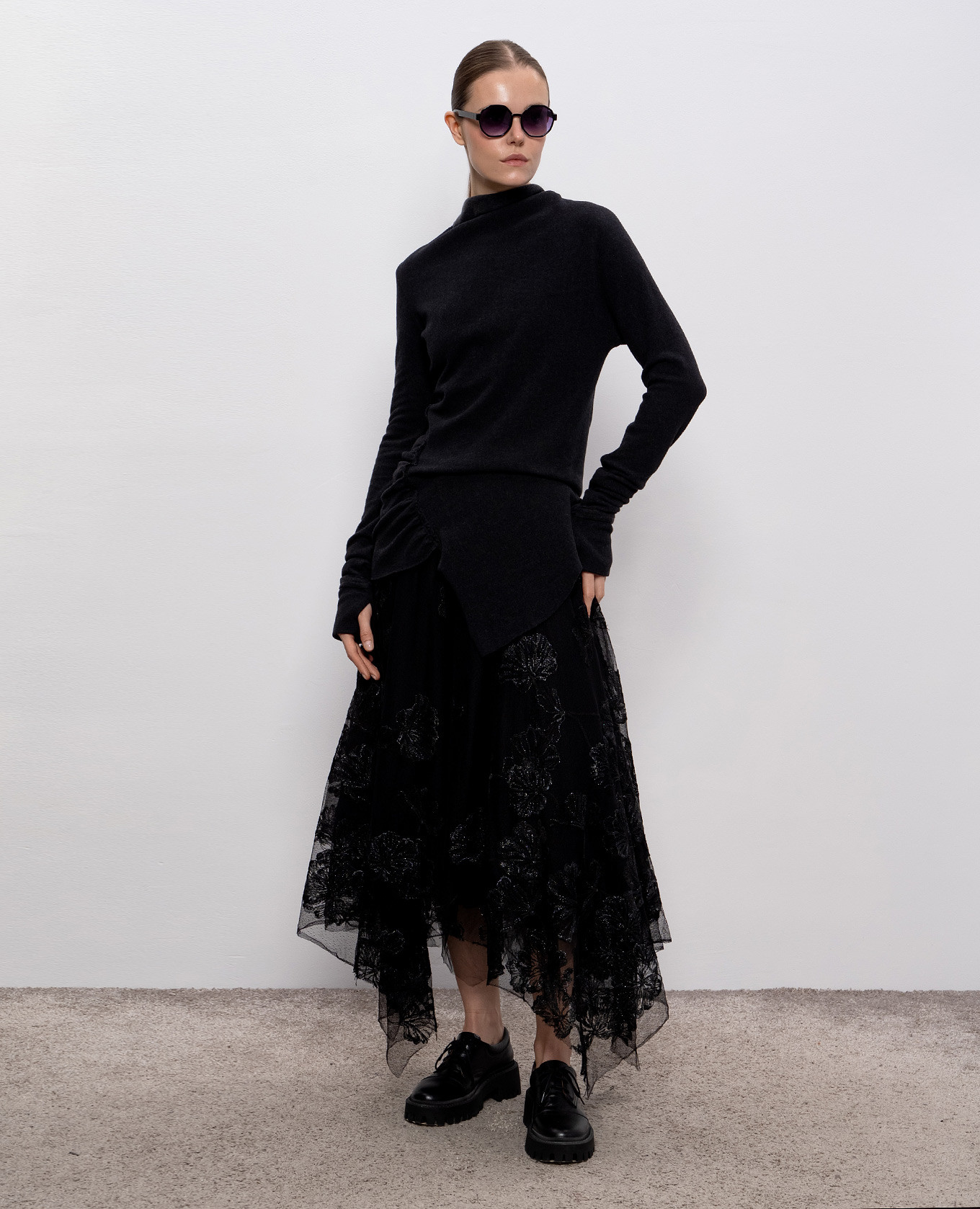 Gray jumper with drape Marc Le Bihan 2