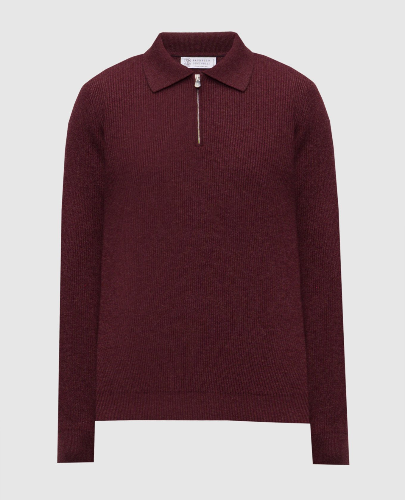 Burgundy ribbed cashmere sweater Brunello Cucinelli
