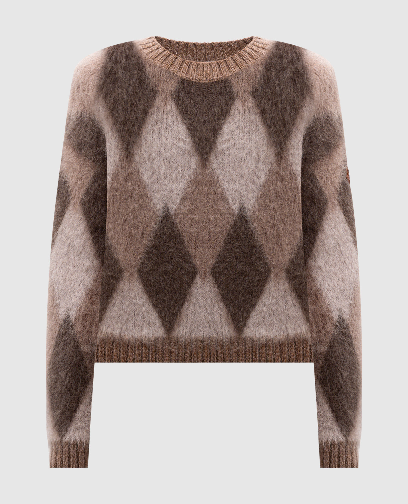 Brown sweater with wool in a geometric pattern Moncler