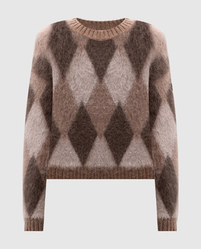 Moncler Brown sweater with wool in a geometric pattern J20939C00012M1133