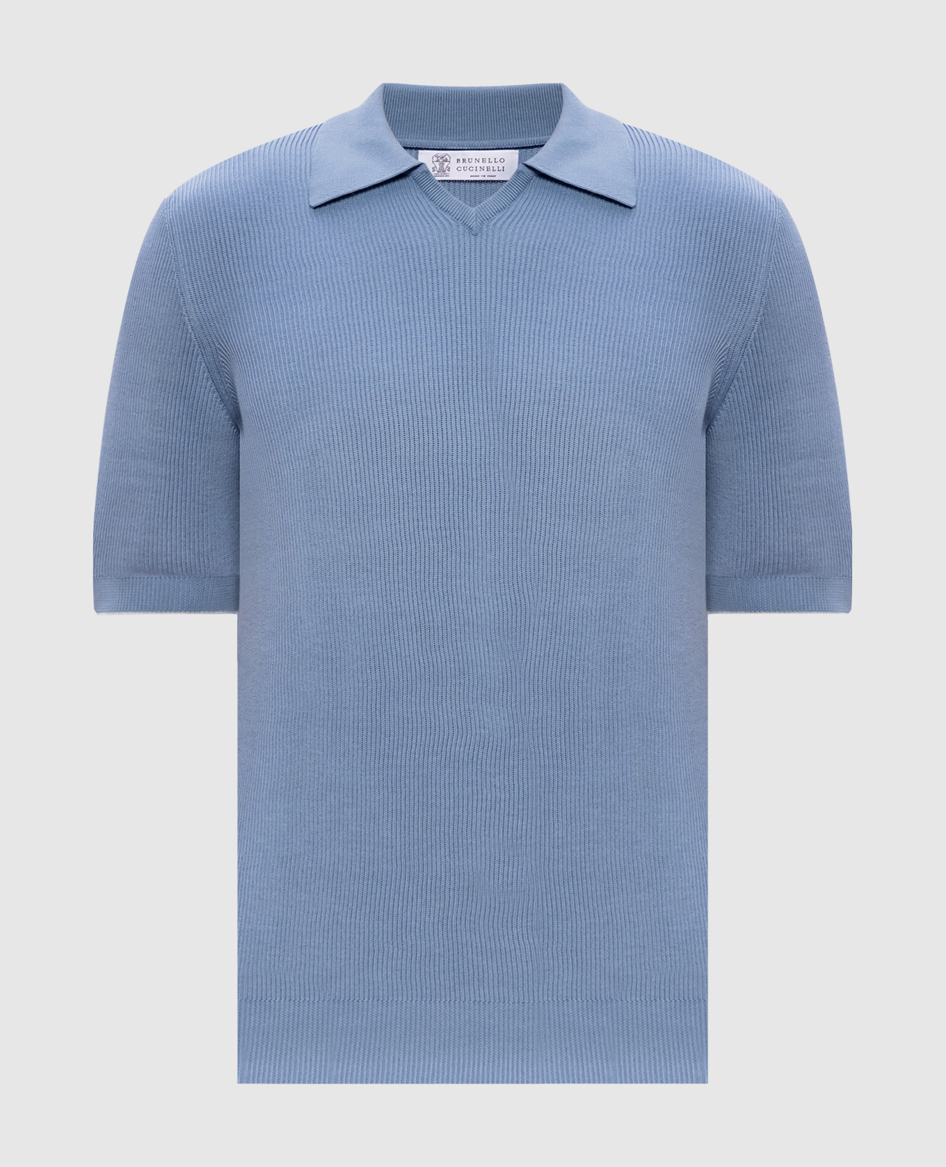 

Blue ribbed polo shirt Brunello Cucinelli, Light blue