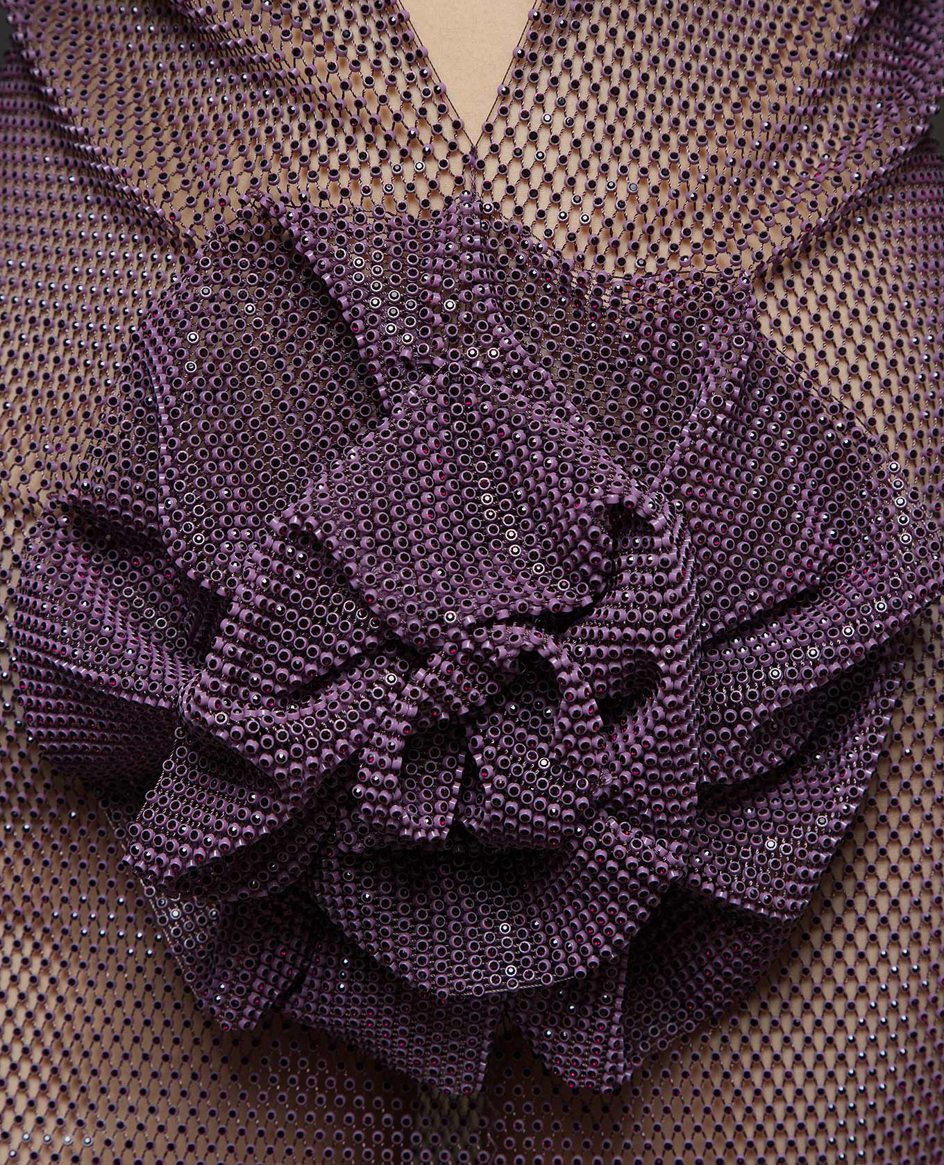 Purple mini dress with crystals and appliqué in the form of a flower Santa Brands 5