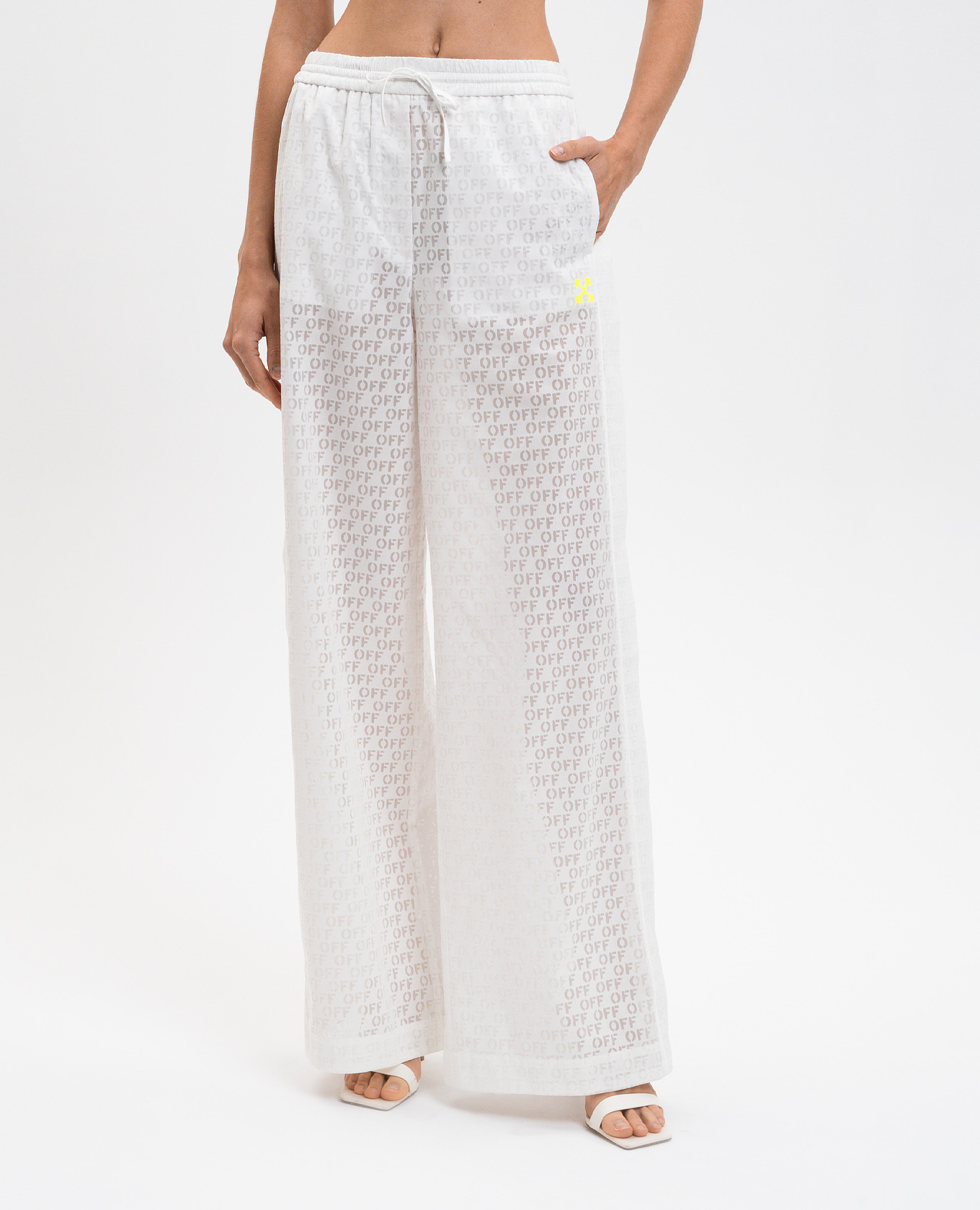 White pants with Off logo pattern Off-White 3