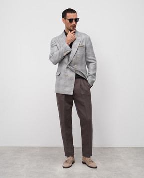 Brunello Cucinelli Grey melange polo with silk MNB805405