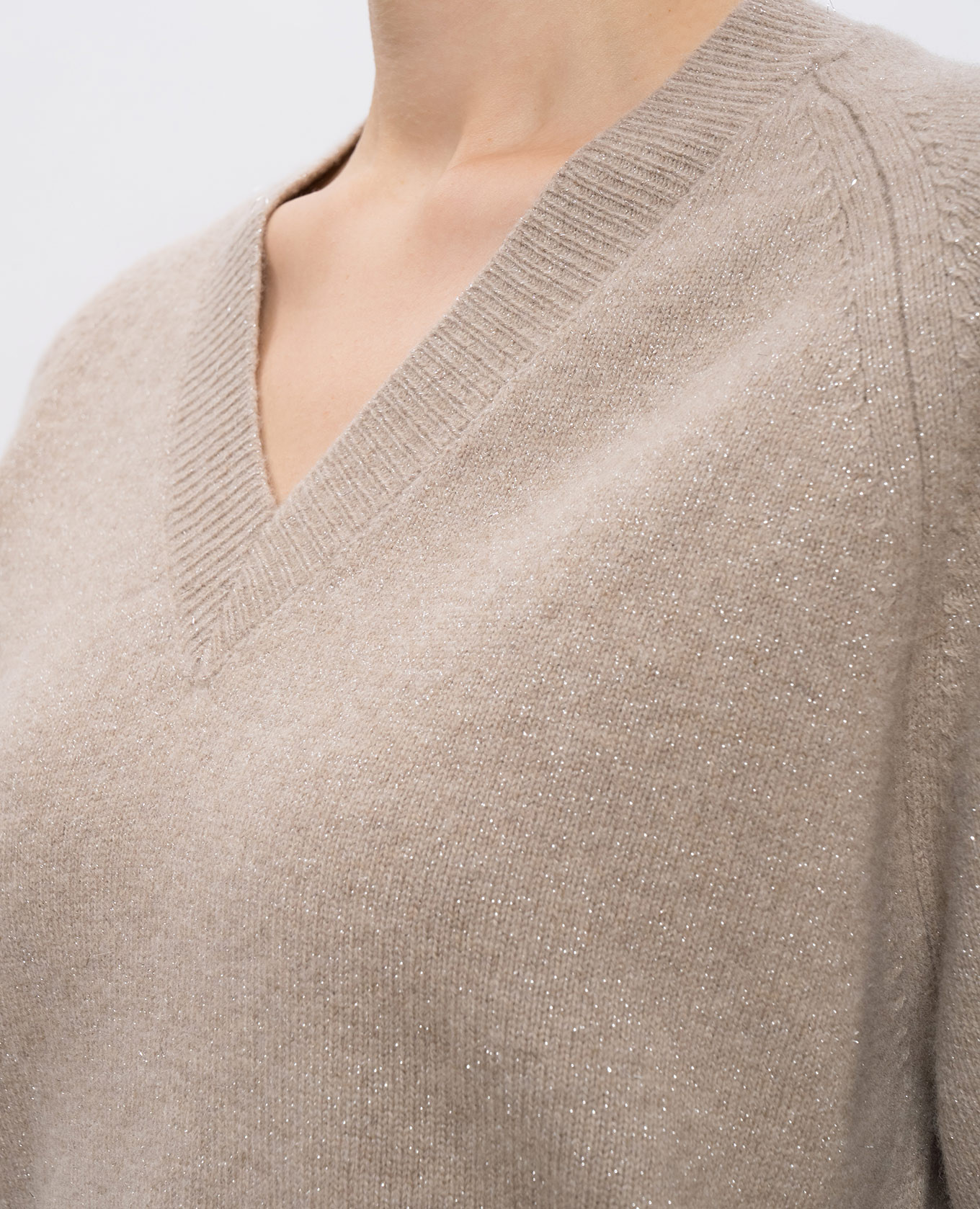 

Beige wool and cashmere pullover with lurex Peserico