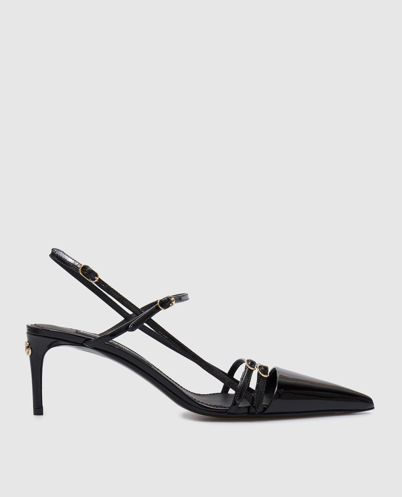 Black patent leather slingbacks with dg logo dolce&gabbana