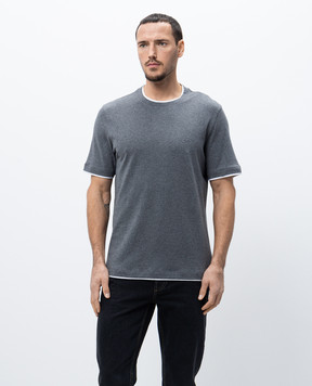 Brunello Cucinelli Grey melange layered T-shirt M0B137427