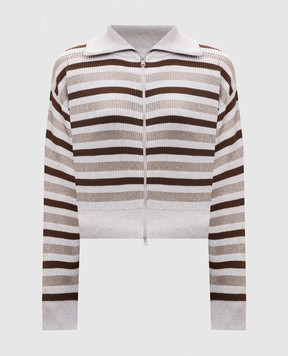 Brunello Cucinelli Gray striped cardigan M19251506P