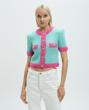 Balmain Green cardigan with lurex DF1KL027KG70