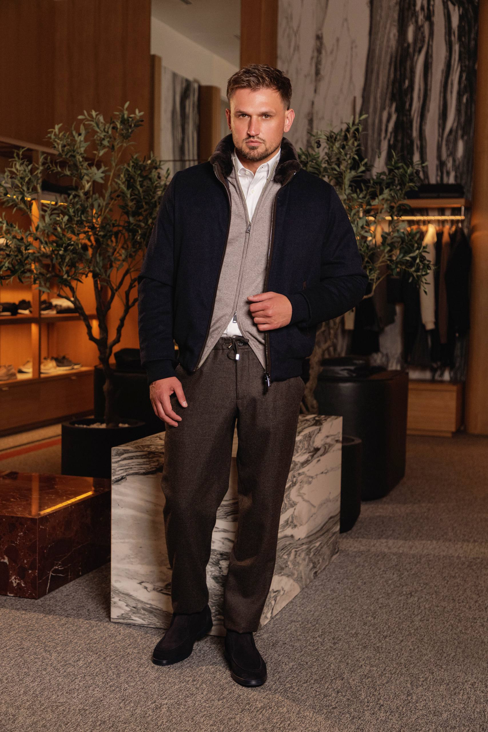 

Beige melange merino wool cardigan Cashmere&Whiskey