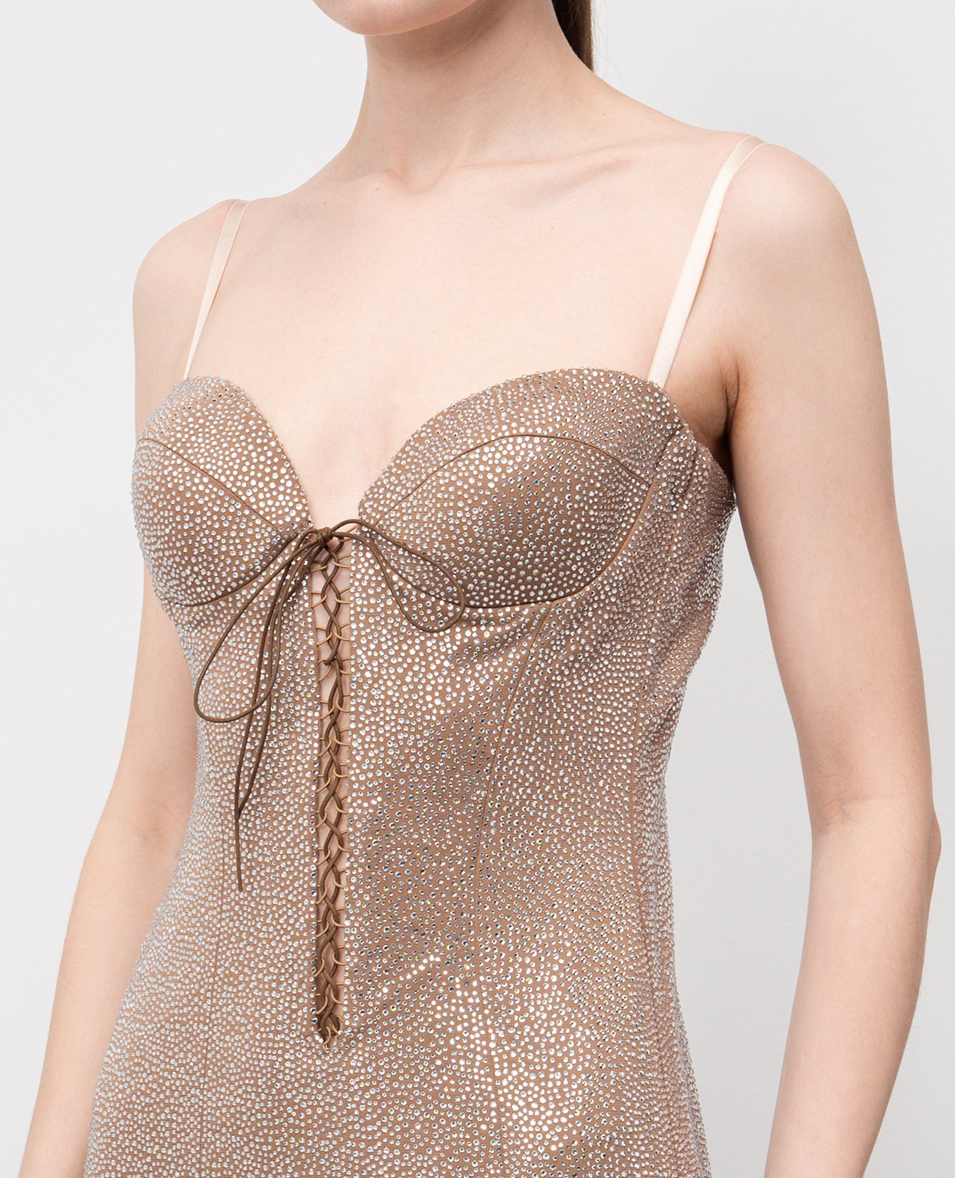 

Beige bustier maxi dress with crystals Giuseppe Di Morabito Milano