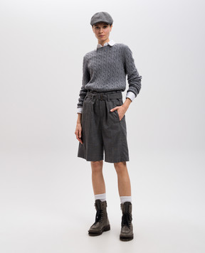 Brunello Cucinelli Gray bermuda made of wool MP116P8691