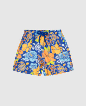 Vilebrequin Tropical Turtle Kids Blue Swim Shorts JIMCB113