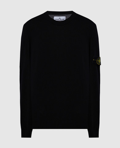 Mens stone island black jumper hotsell