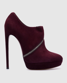 Alaia Burgundy suede shoes with a zipper 4W3N047CC05