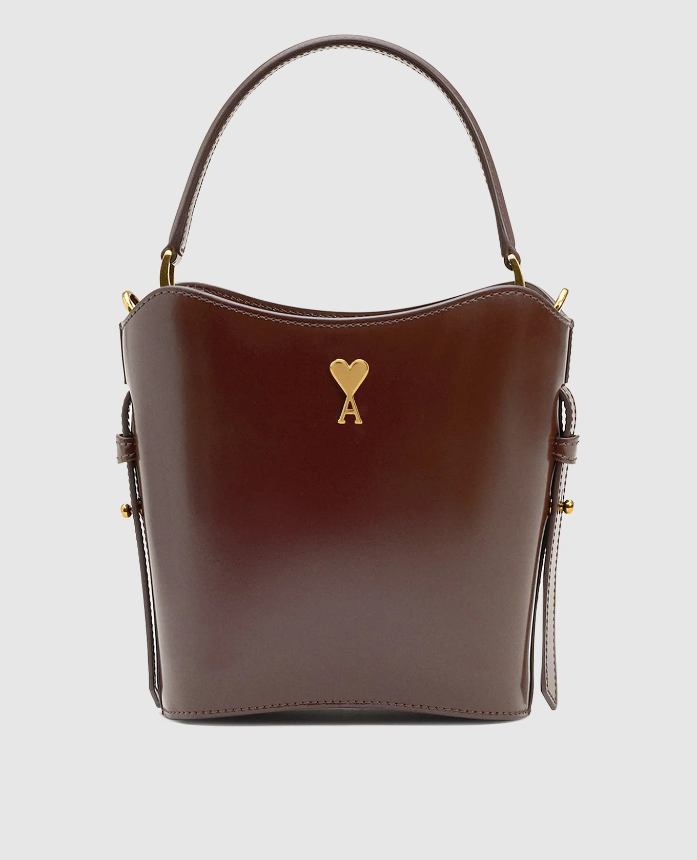 

Burgundy glossy leather bucket bag Paris Ami Paris