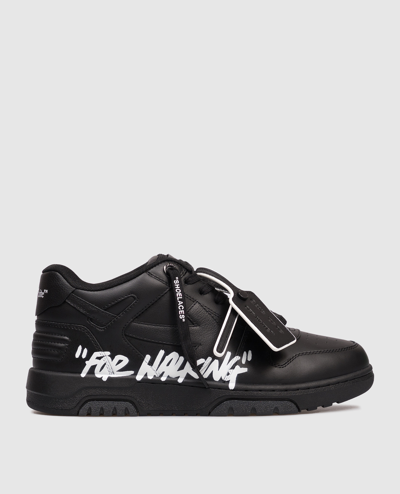Black Leather Sneakers Out Of Office For Walking Off-White