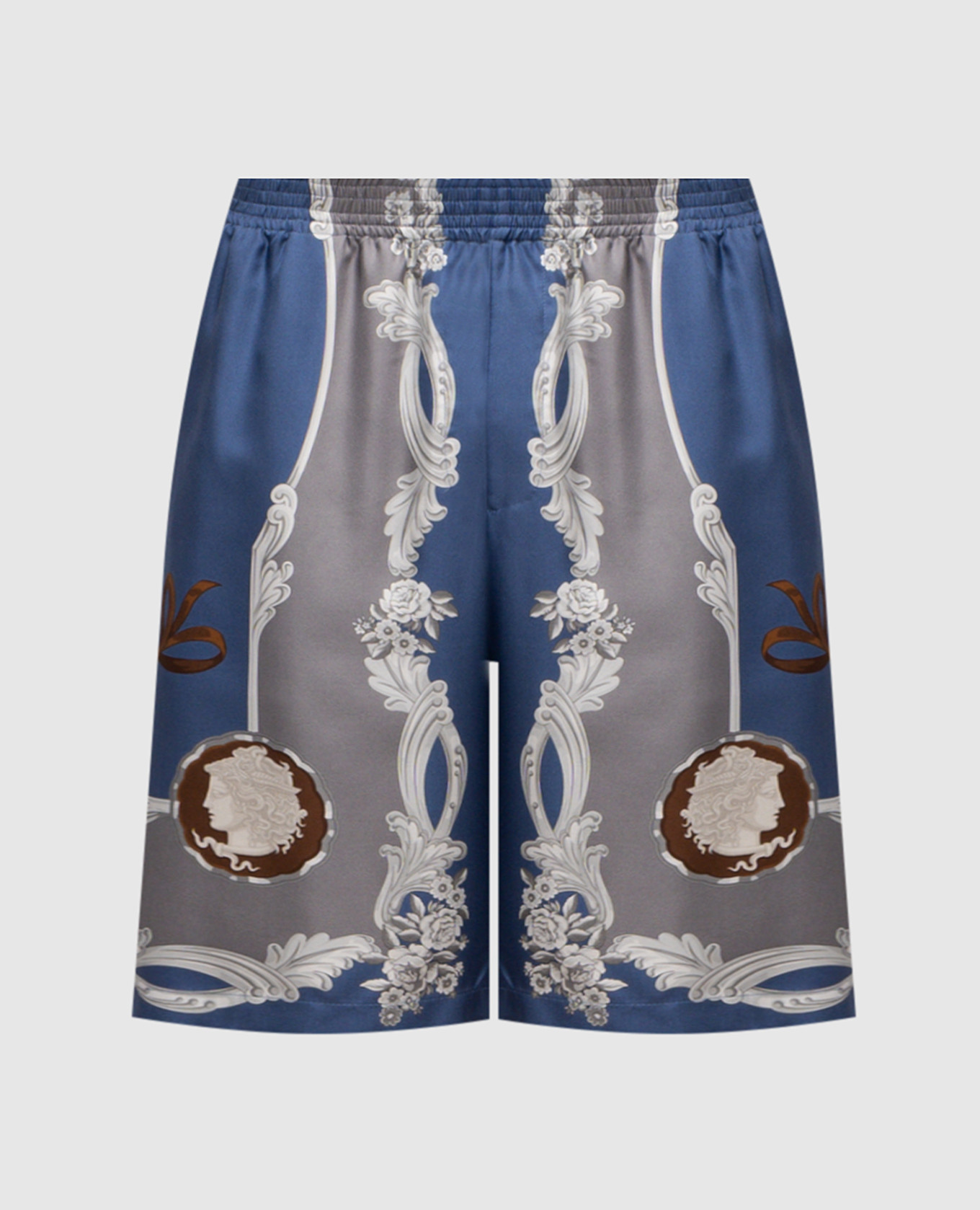 Blue Cameo silk shorts Versace