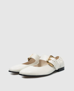 Bottega Veneta Mary-Jane white leather ballet flats 796622V4R30