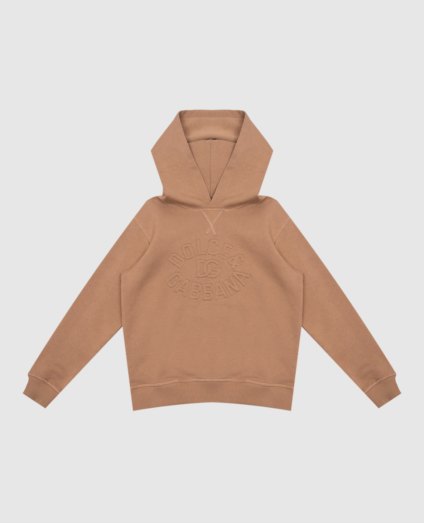 Children&#39;s brown hoodie with textured logo embroidery Dolce&Gabbana