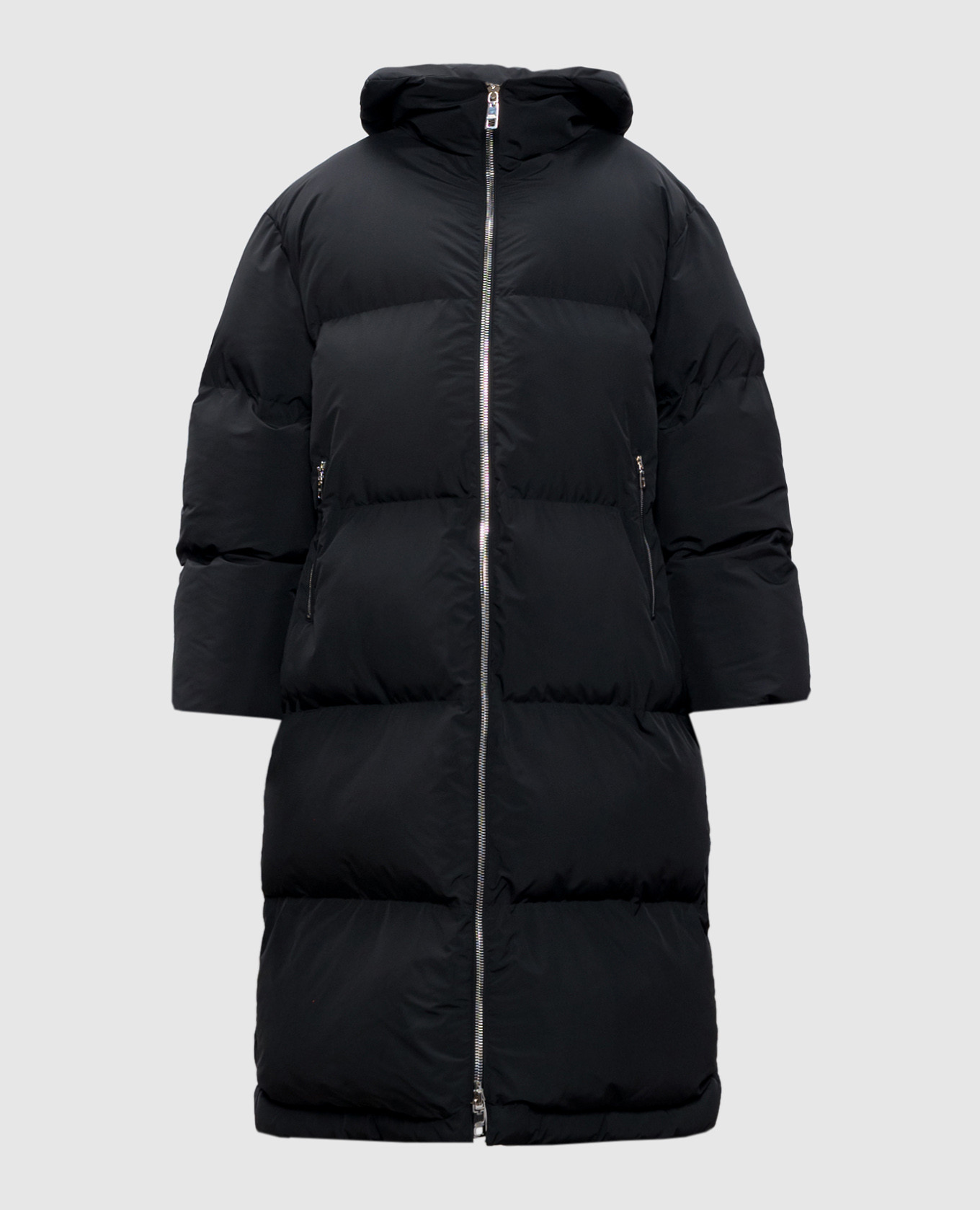 Black elongated quilted jacket with logo patch dolce&gabbana