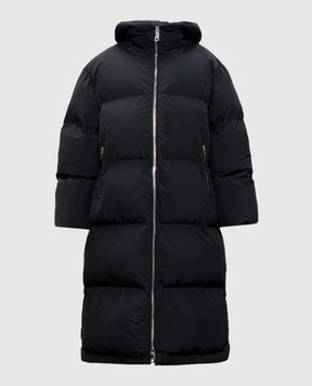 Dolce&Gabbana Black elongated quilted jacket with logo patch F9S16TGDCMR